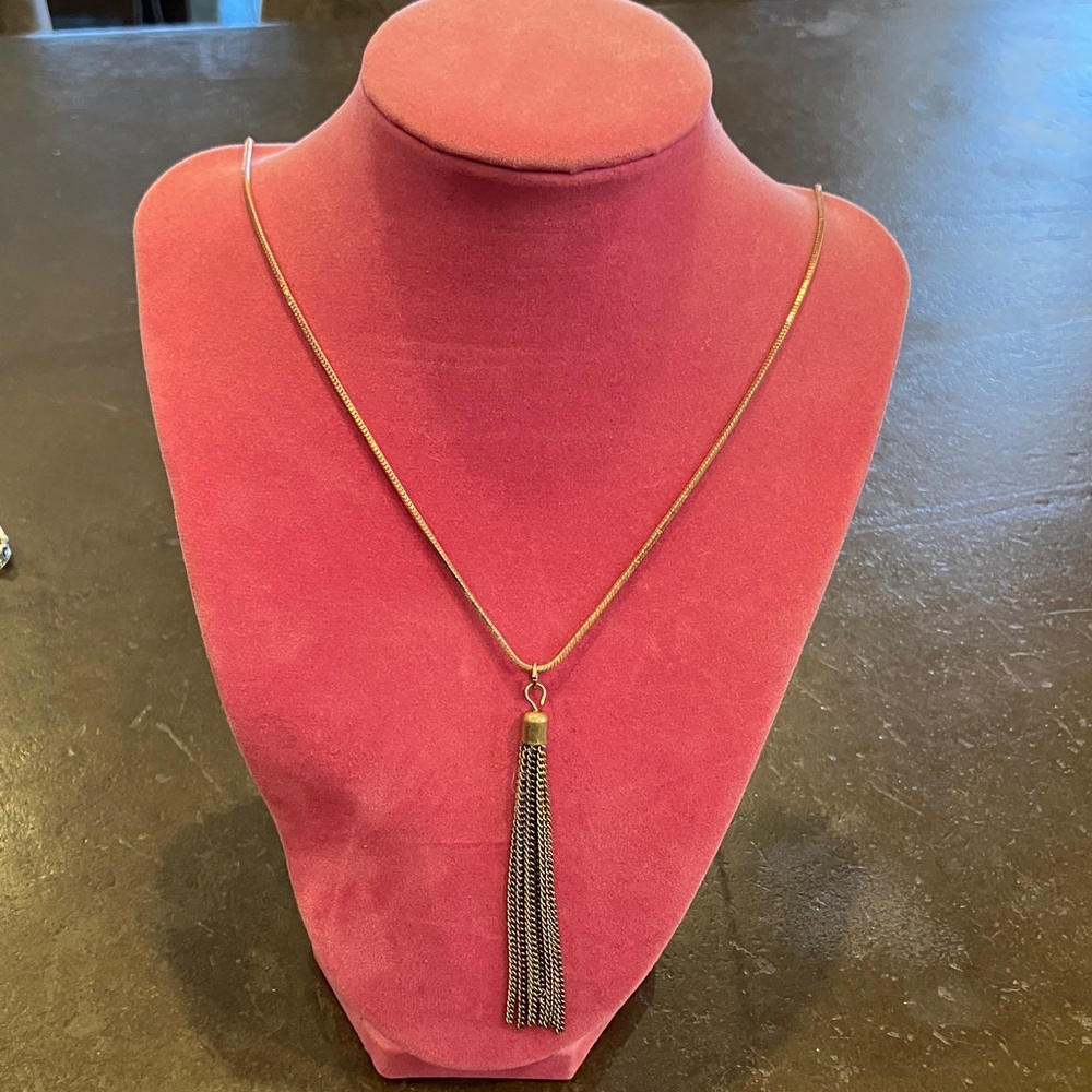 Elegant Gold and Black Tassel Necklace